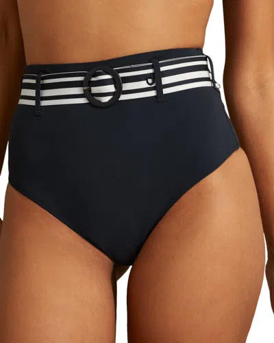 REISS REISS JESSICA STRIPE BELT HIGH-WAIST BIKINI BOTTOM
