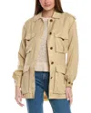 Reiss Joanie Cupro Utility Jacket In Brown