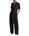 Reiss Womens Black Joanie Belted Woven-blend Jumpsuit In Black