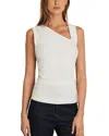 Reiss White Stretch-cotton Ribbed Asymmetric Vest In White