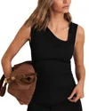 Reiss Black Stretch-cotton Ribbed Asymmetric Vest In Black