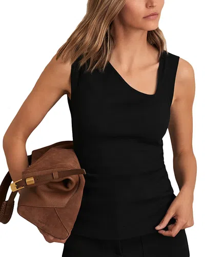 Reiss Jody Asymmetric Tank Top In Black