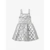 Reiss Silver Joey Quilted Flared Dress