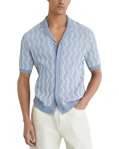 Reiss Johnny Short Sleeve Cuban Button Through Shirt In Blue