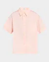 Reiss Jordan Oversize Short Sleeve Button-up Shirt In Coral
