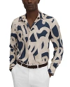 Reiss Jude Painted Print Top In Navy/ecru