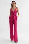 Reiss Jumpsuit Aus Leinen Mit V-ausschnitt In Pink