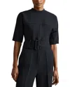 Reiss June Belted Workwear Jumpsuit In Blue