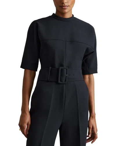Reiss June Belted Workwear Jumpsuit In Blue