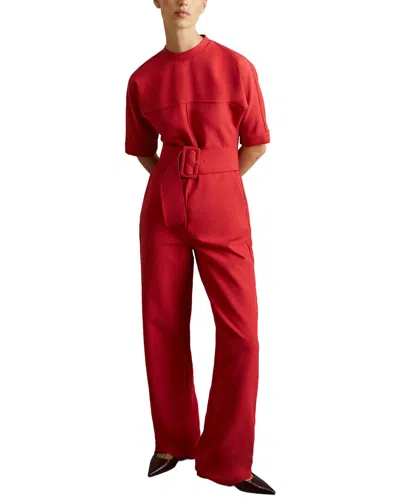 Reiss June Belted Workwear Jumpsuit In Red