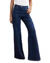 Reiss June Mid Rise Flare Pin Stitch Jeans In Blue In Blue