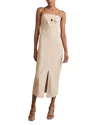Reiss Stone Neutral Double Strap Cut Out Midi Dress In Neutral