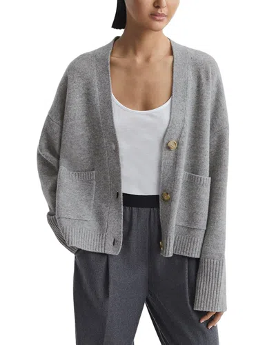 Reiss Juni Wool & Cashmere-blend Relaxed Cardigan In Gray