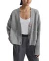 Reiss Juni Wool & Cashmere-blend Relaxed Cardigan In Gray