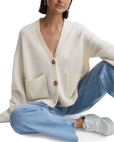 Reiss Juni Wool & Cashmere-blend Relaxed Cardigan In White