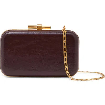 Reiss Junie Faux Leather Frame Clutch In Burgundy