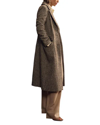 Reiss Kai Single Breasted Coat In Brown Check