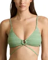 Reiss Kai Triangle Bikini Top In Green/white
