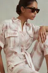 Reiss Blush Linen Tropical Print Belted Jumpsuit In Blush
