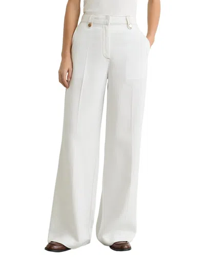 Reiss Kaia Lyocell Topstitched Wide Leg Trouser In White
