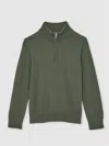 Reiss Kids' Kale Green 9-13 Yrs Merino Wool Half-zip Funnel Neck Jumper