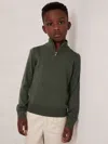 Reiss Kale Green 9-13 Yrs Merino Wool Half-zip Funnel Neck Jumper In Green