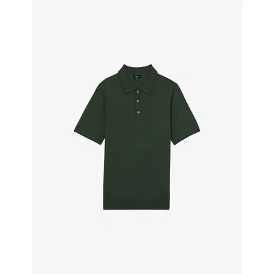 Reiss Kids' Manor Half-button Short-sleeve Merino-wool Polo Shirt Kale Green