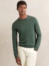 Reiss Wessex Long Sleeved Merino Wool Crewneck Sweater In Green