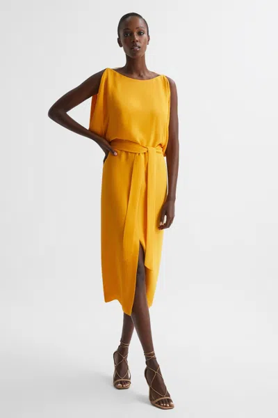 Reiss Kalea Split Sleeve Midi Dress In Yellow