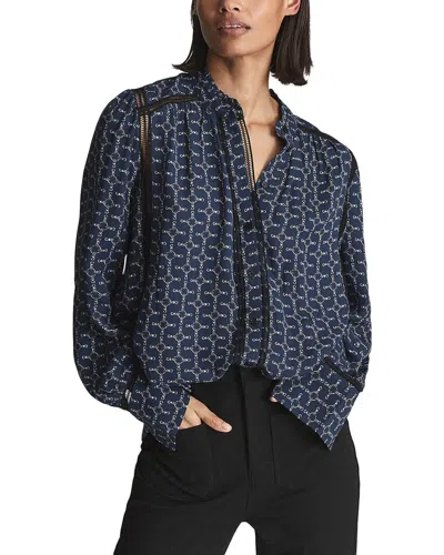 REISS KALISA PRINT CHAIN PRINT SATIN BLOUSE