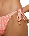 Reiss Cream/coral Printed Side Tie Bikini Bottoms In Cream/coral