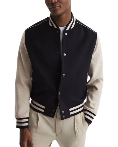 Reiss Kansa Contrast Sleeve Jacket In Black