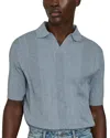 Reiss Kansas Open Collar Stripe Textured Knitted Polo Shirt In Airforce Blue