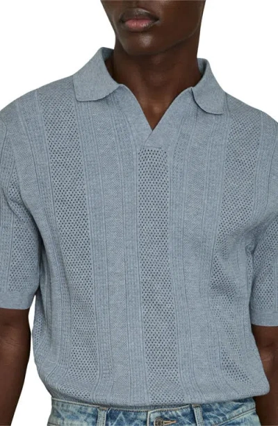 Reiss Kansas Texture Stripe Polo Sweater In Airforce Blue