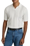 Reiss White Textured-stripe Knitted Polo Shirt In White