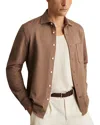 Reiss Camel Cotton-twill Cutaway-collar Overshirt In Brown