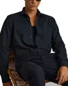 Reiss Navy Cotton Blend Twill Overshirt In Navy