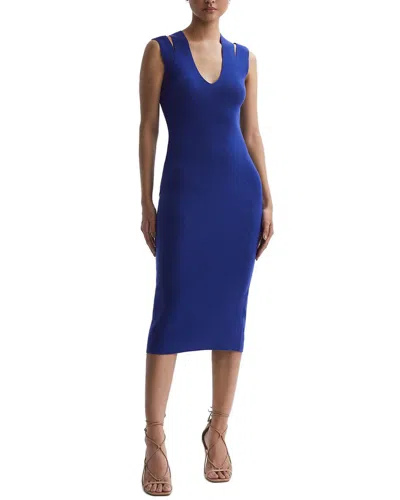 Reiss Purple Kara Knitted Double Strap Midi Dress