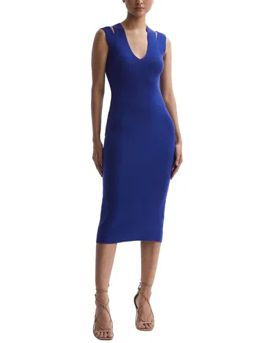 Reiss Purple Kara Knitted Double Strap Midi Dress