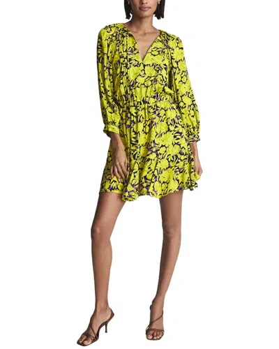 Reiss Karlie Lime Print Flippy Dress In Yellow