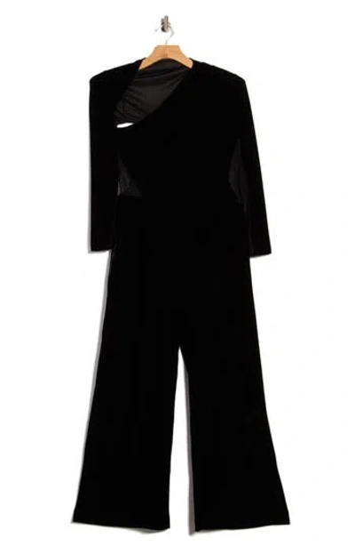 Reiss Karolina Long Sleeve Velvet Jumpsuit In Black