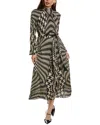 Reiss Kate Houndstooth-print Woven Midi Dress In Black