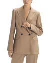Reiss Camel Wool Double Breasted Blazer In Neutral