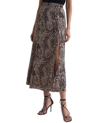 Reiss Katia Printed Slip Midi Skirt In Brown