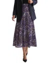Reiss Blue Printed Midi Skirt In Blue