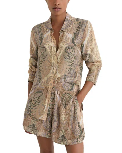 Reiss Katiya Paisley Shirt In Brown