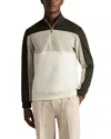 Reiss Interlock Half Zip Sweatshirt In Forest Green