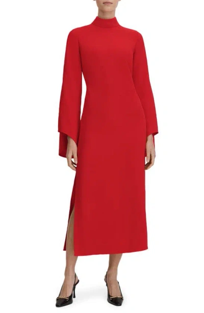 Reiss Katya Long-sleeve Slim-fit Stretch-knit Midi Dress In Red