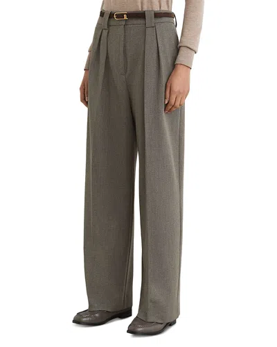 Reiss Katya Pleated Wide Leg Pants In Gray
