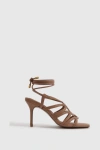 Reiss Keira - Nude Strappy Open Toe Heeled Sandals, Uk 5 Eu 38